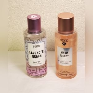 Victoria's Secret PINK Lavender Beach Body Mist and Warm & Cozy Shimmer Mist
